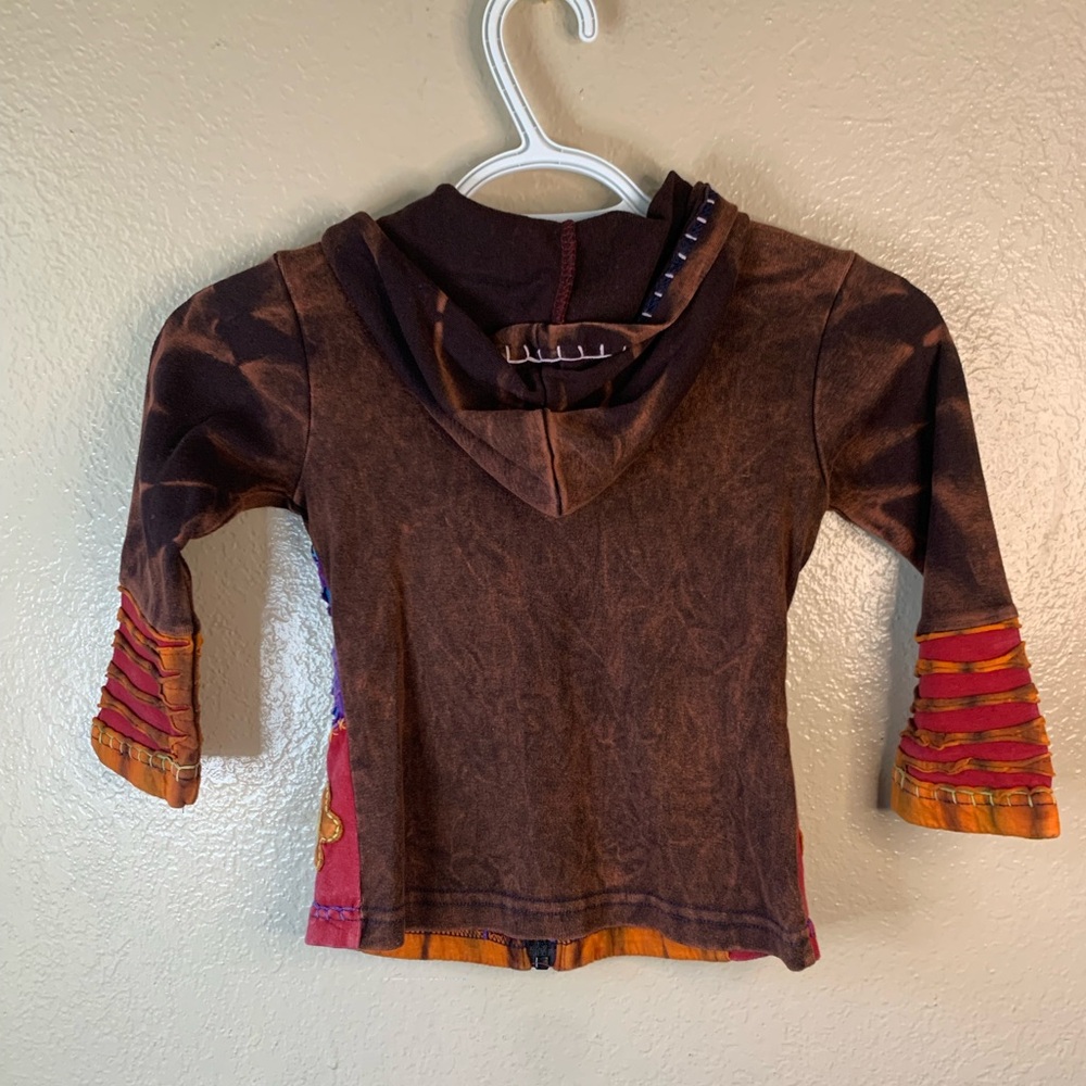 KPC Vintage Nepal Patchwork Razor Cut Boho Gypsy Hoodie Size 5/6 - Picture 3 of 5